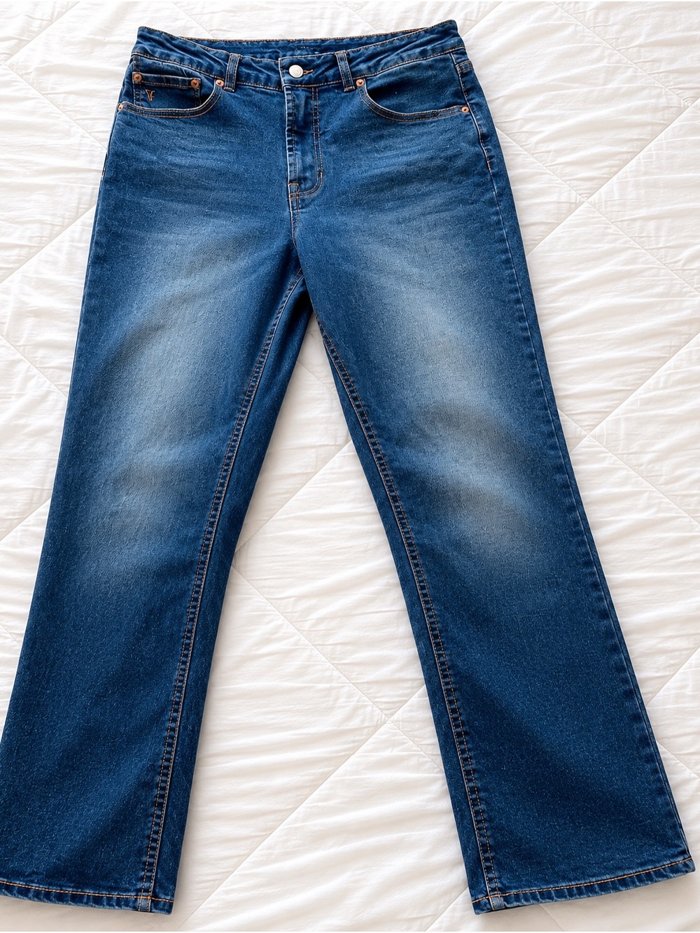 Frye High Rise Cuffed Crop Jeans Dark Wash Size 9 to be worn cuffed or uncuffed